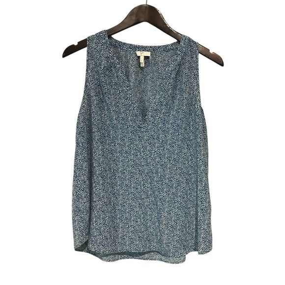 Joie Blue and White Sleeveless Silk Tank Blouse Size Large - Picture 1 of 9